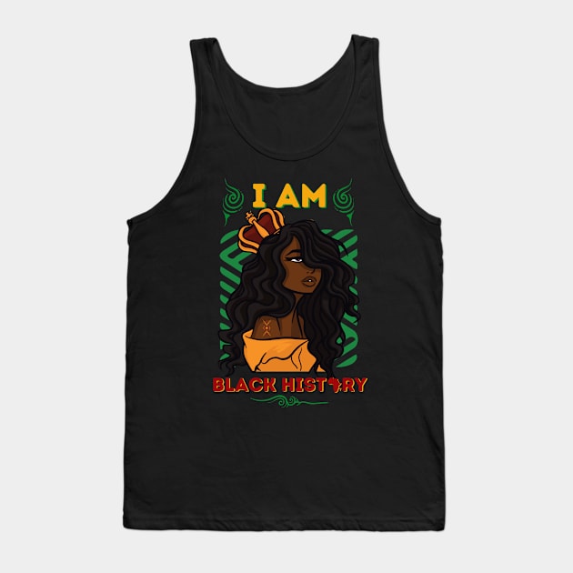 I Am Black History Melanated Queen Tank Top by Hypnotic Highs